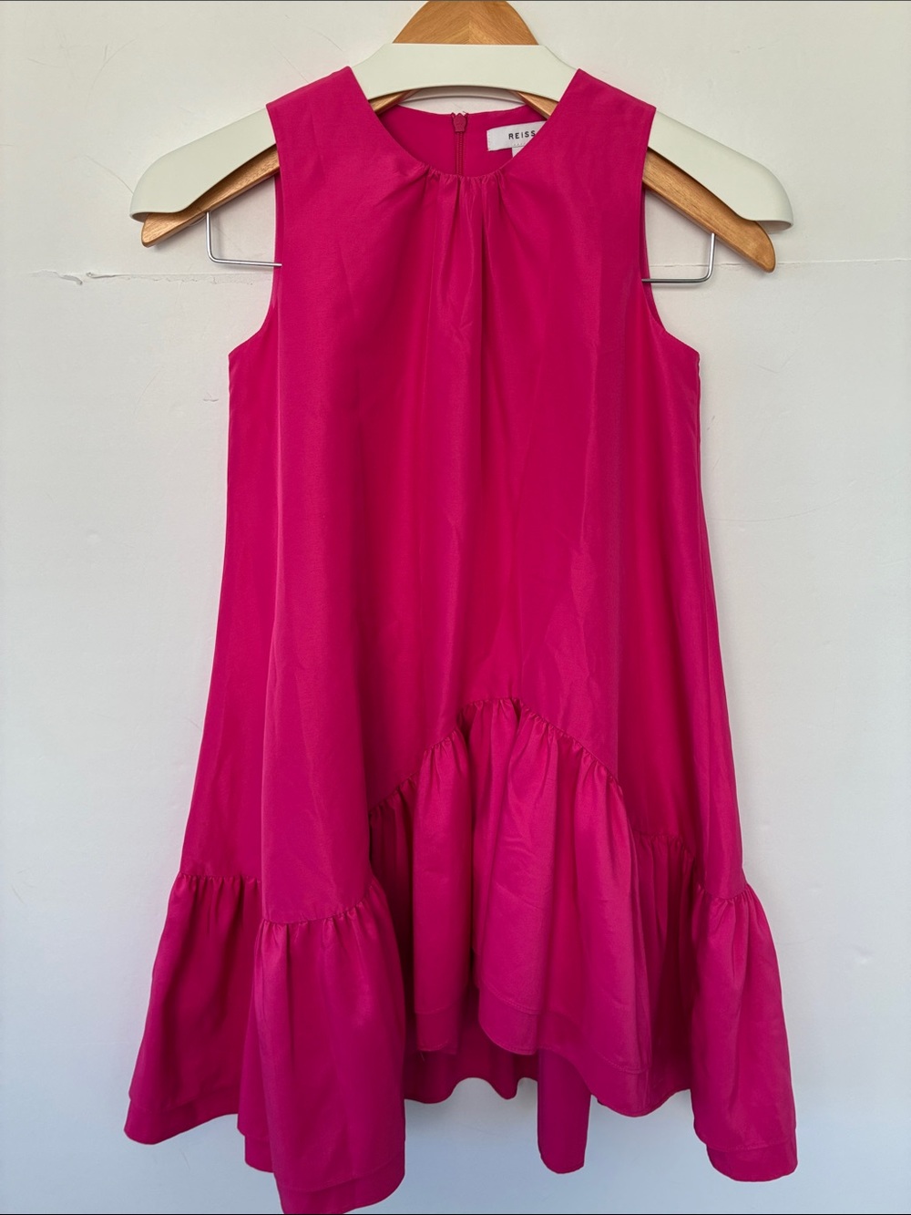 Reiss Kids Cherie Ruffle A-Line Dress Pink Ruffle-Hem Sleeveless Dress 7-8Y